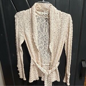 Anthropologie “One Girl Who” Boho Open Cardigan Women, Ivory Cream, no Size Tag